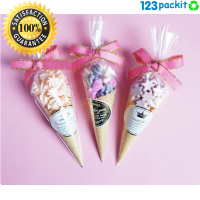 ★ Clear Candy Cone with golden twist ties 